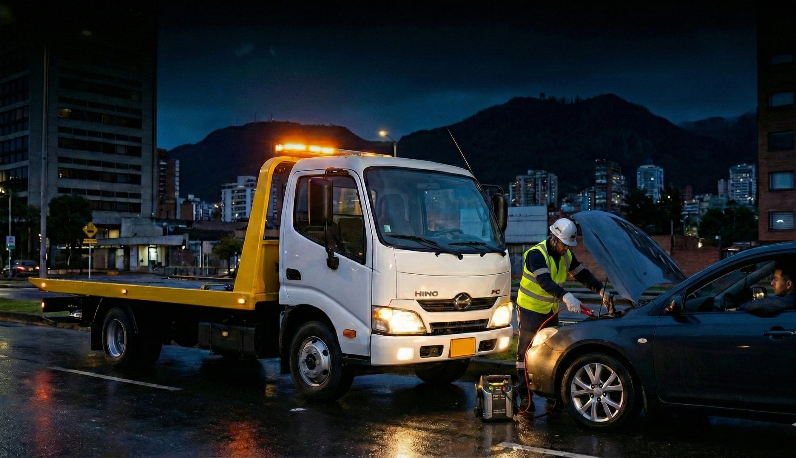 Mecánico cambiando llanta